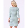 INSPIRE CHIC Women's Sleepwear Cotton Stripe 3/4 Sleeve Round Neck Midi Contrast Color Soft Sleepdress Nightgown - 4 of 4