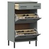 vidaXL Shoe Rack Brown Solid Pine Wood, Metal Large Shoe Rack - Gray - 3 of 4