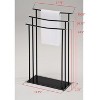 Kings Brand Furniture - 3 Tier Modern Freestanding Towel Rack Stand- Black Metal with Tempered Glass - 2 of 4