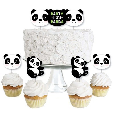 Big Dot of Happiness Party Like a Panda Bear - Dessert Cupcake Toppers - Baby Shower or Birthday Party Clear Treat Picks - Set of 24