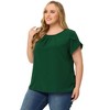 Agnes Orinda Women's Plus Size Elegant Pleated Petal Tulip Short Sleeve Office Work Summer Blouses - 3 of 4