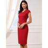 INSPIRE CHIC Women's V Neck Cap Sleeve Office Business Elegant Back Slit Sheath Midi Dresses - 4 of 4