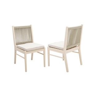 GDFStudio Benedict Patio Boho Acacia Wood Dining Chairs with Rope Woven Back (Set of 2) - 1 of 4