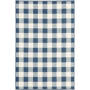 Madeline Border Patio Rug Black/Ivory - Captiv8e Designs - 1 of 4
