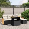 vidaXL 6 Piece Patio Sofa Set with Cushions Black and Cream Poly Rattan - Without Storage - 2 of 4