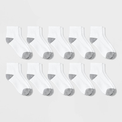 Boys' 10pk Athletic Ankle Socks - Cat & Jack™ White
