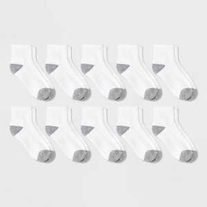 Boys' 10pk Athletic Ankle Socks - Cat & Jack™ White - 1 of 2