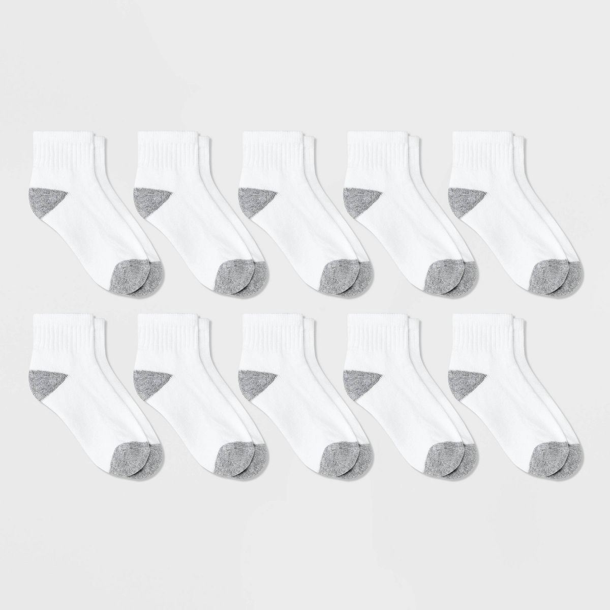 Boys' 10pk Athletic Ankle Socks - Cat & Jack™ White