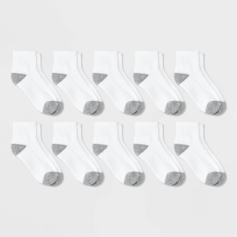 Boys' 10pk Athletic Ankle Socks - Cat & Jack™ White, 1 of 5