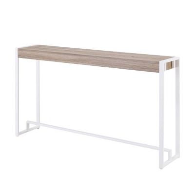 Mocha Gray & Fresh White Industrial Console Table with Storage