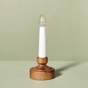 7" Flameless Christmas Window Taper Candle Wood - Hearth & Hand™ with Magnolia - 1 of 4