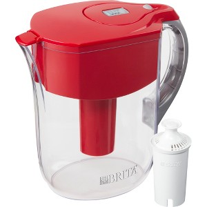 Brita Large 10 Cup BPA Free Water Pitcher with 1 Standard Filter - Red, Red & Clear