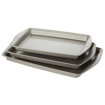 Silver Nonstick Steel 3-Piece Cookie Pan Set