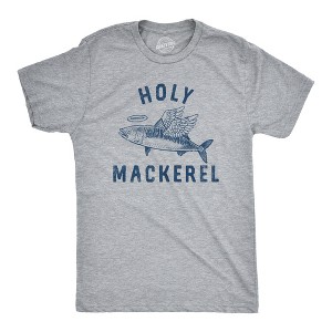 Mens Holy Mackerel T Shirt Funny Angel Halo Blessed Fish Saying Joke Tee For Guys - Crazy Dog Men's T Shirt - 1 of 4