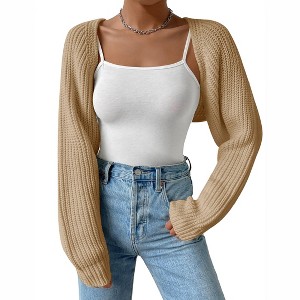 Women's Long Sleeve Cardigan Sweater - Lightweight Open Front Knit Cover Up - 1 of 4
