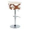 LumiSource Set of 2 Gardenia Adjustable Barstools Chrome Metal/Walnut Wood/Cream PU - 4 of 4