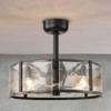 Rennnsan Mirovia 18"W 4-Light Drum Glass Mid-Century Modern Dimmable Flush Mount Ceiling Fan in Black - 2 of 4
