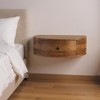 HomeRoots 22" Brown Solid Wood Round One Drawer Floating Nightstand - 2 of 4