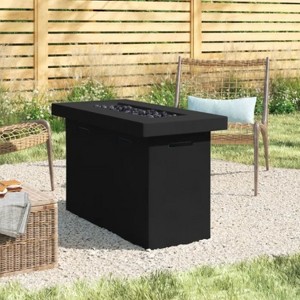 25" H x 42" W Fiber Reinforced Concrete Outdoor Fire Pit Table with Push-Button Ignition - 1 of 4