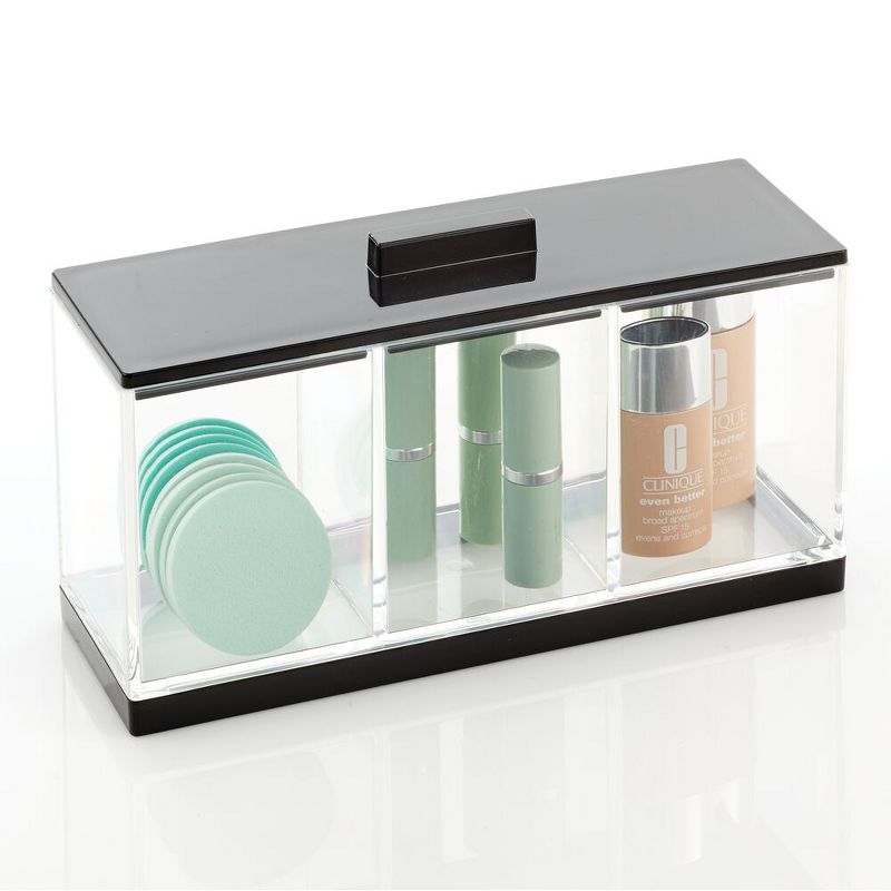 mDesign Cosmetic Divided Organizer Canister Box, 3 Sections and Lid, 1 of 9