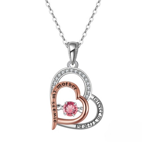 Birthstone Mom Necklace for Mother by Ginger Lyne Sterling Silver Swinging CZ - image 1 of 4