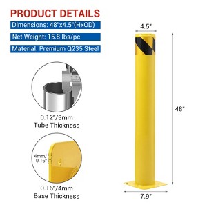 48IN Bollard Post-6PCS Steel Parking Bollards, Safety Parking Pole Barrier for Crowd Control, Driveway and Traffic Sensitive Area - 1 of 4