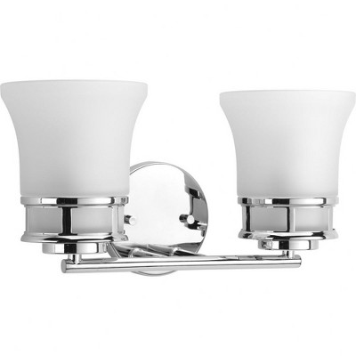 Progress Lighting Cascadia 2-Light Bath & Vanity, Polished Chrome, Etched Glass Shades