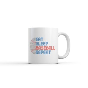 Crazy Dog T-Shirts Eat Sleep Baseball Repeat Mug Funny Sarcastic Graphic Novelty Coffee Cup-11oz - 1 of 4