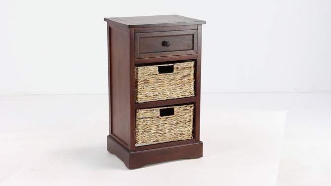 Wooden Side Chest with Wicker Drawers Brown - Olivia &#38; May, 2 of 8, play video