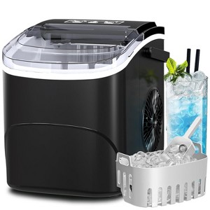 ZAFRO Ice Makers Countertop with Handle,26.5Lbs/24H,9 Cubes in 6 Mins,2 Sizes of Bullet Ice,Portable Machine with SelfCleaning,(Black) - 1 of 4
