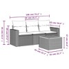 vidaXL 4 Piece Patio Sofa Set with Cushions Black Poly Rattan - Black and Blue - 3 of 4