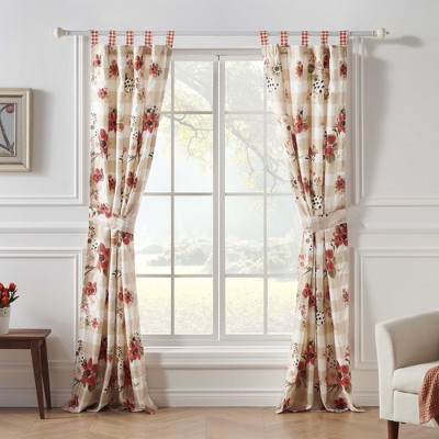 Red Tab Top Blackout Polyester Window Panel Pair