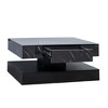 Modern Coffee Tables for Living Room, LED Coffee Table, Storage Coffee Table, Wood Center Table with 2 Drawers and Open Side Shelf, White - 4 of 4