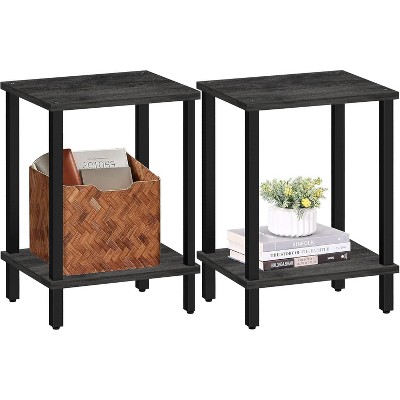 Table, Set of 2, Side Table, Nightstand, 2-Tier Storage Shelf, Sofa Table for Small Space, Living Room, Bed Room