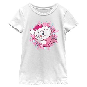 Girls Aristocats Pinky Christmas Wreath Marie T Shirt - 1 of 4