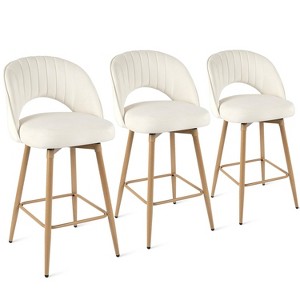 NEWLAYOUT Swivel Bar Stools Set of 2, 26" Counter Height Upholstered Barstools with Back & Footrest, Kitchen Island Stools for Dining Room - 1 of 4