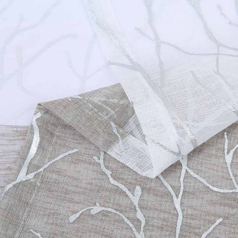 Silver Tree Branch Pattern Semi Sheer Curtains, 4 of 7