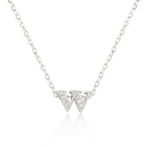 ShineHigh Micro-Pavé Initial Pendant Necklaces – Rhodium-Plated Cubic Zirconia Letter Charms on 16" Chains with Extenders - 1 of 1
