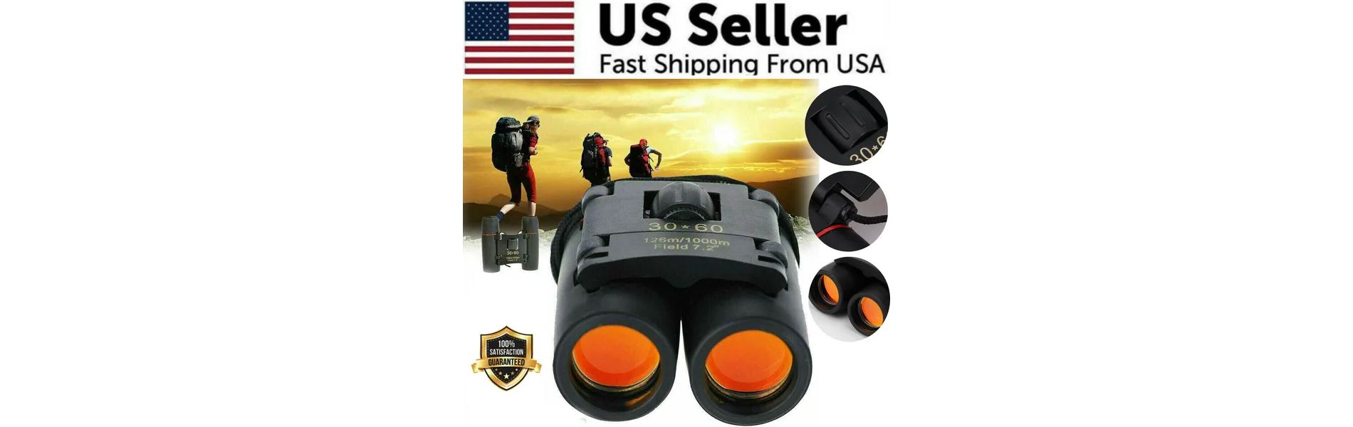 Binoculars 30x60 Zoom Outdoor Travel Compact Folding Telescope Hunting Day/Night