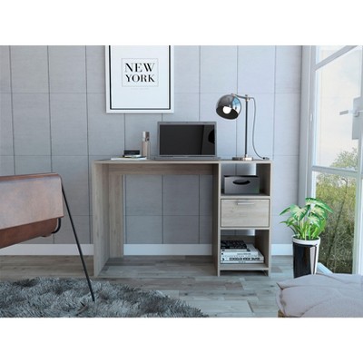 CAVINAS Home Office Desk Modern Writing Desk with 2 Open Shelves and Storage Drawer for Office, Study