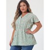 Agnes Orinda Women's Plus Size Floral Print V-Neck Smocked Waist Peplum Short Sleeve Chiffon Blouses - 2 of 4