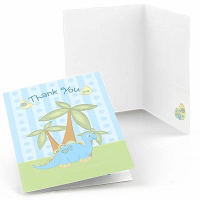 Big Dot of Happiness Baby Dinosaur - Baby Shower or Birthday Party Thank You Cards (8 count)