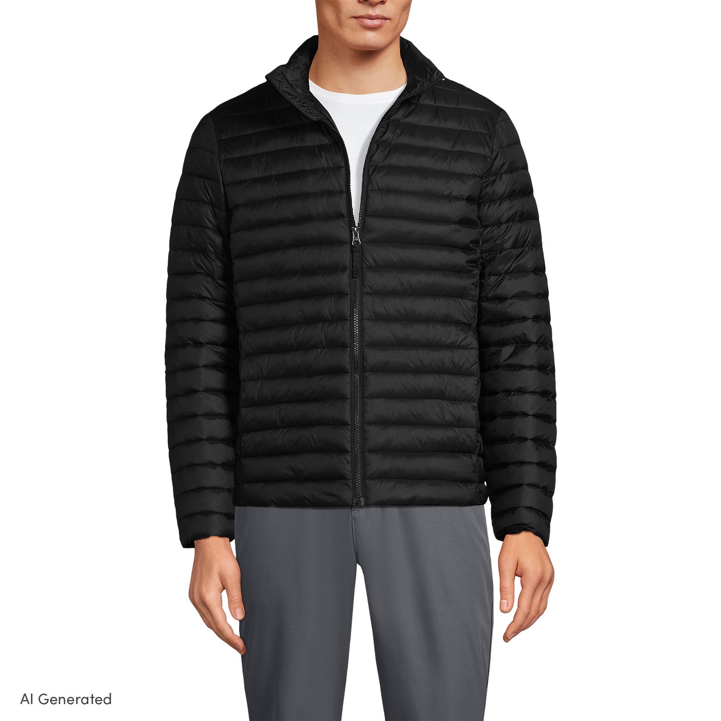 Мужская куртка Lands' End Insulated Jacket - Small - Black, цвет: Чёрный — фото 1