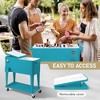 NAYSAYE 80 Quart Rolling Ice Chest Portable Bar Drink Cooler with Catch Basin, Bottom Storage Tray for Patio Party BBQ Beach, Blue, 34.3"*15.2"*35.8" - 3 of 4