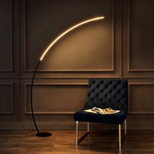 JONATHAN Y Enzo 68" Contemporary Minimalist Metal Arc Dimmable Integrated Floor Lamp Black: Single Bulb, ETL Listed - 1 of 4