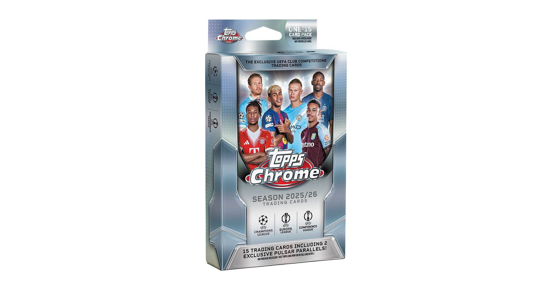 2025-26 Topps UEFA Chrome Soccer Trading Card Hanger Box