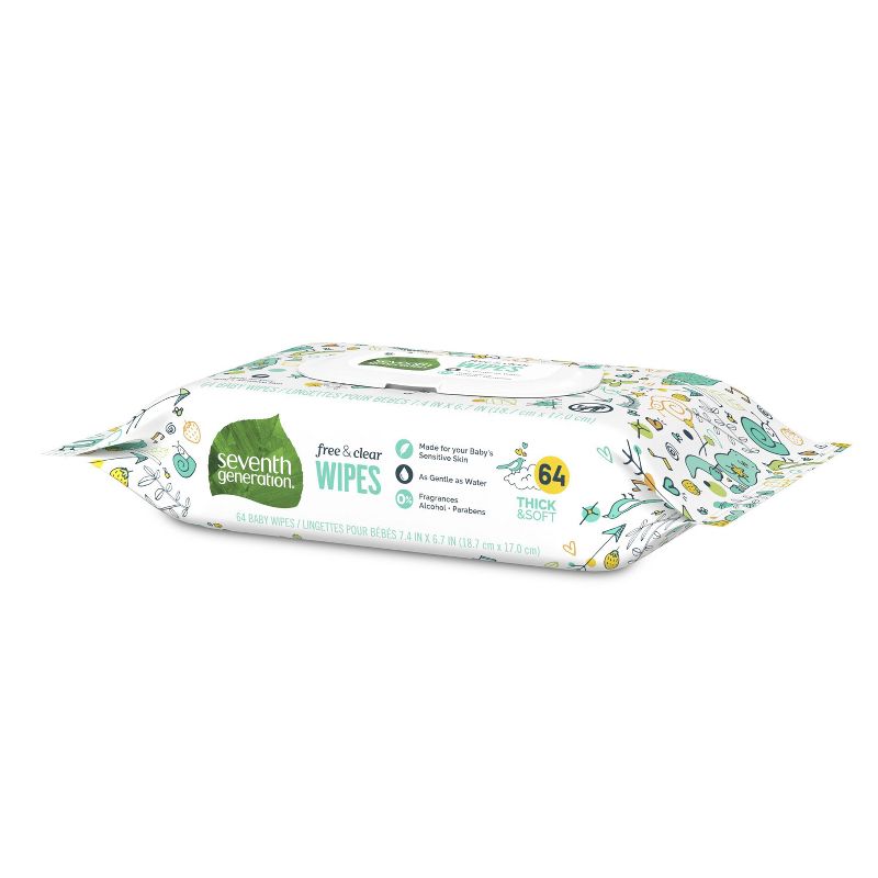 Seventh Generation Free &#38; Clear Baby Wipes with Flip-Top Dispenser - 64ct, 4 of 13