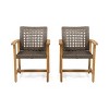 Dexmalle Set of 2 Traditional Patio Wood and Wicker Dining Chair - 4 of 4