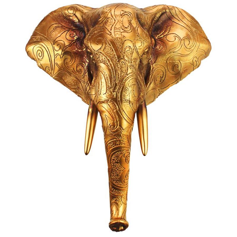 Design Toscano Good Fortune Golden Mandala Elephant Wall Sculpture, 2 of 8