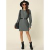 INSPIRE CHIC Women's Long Sleeve Crewneck Mini Cable Knit Casual Sweater Dress - 3 of 4